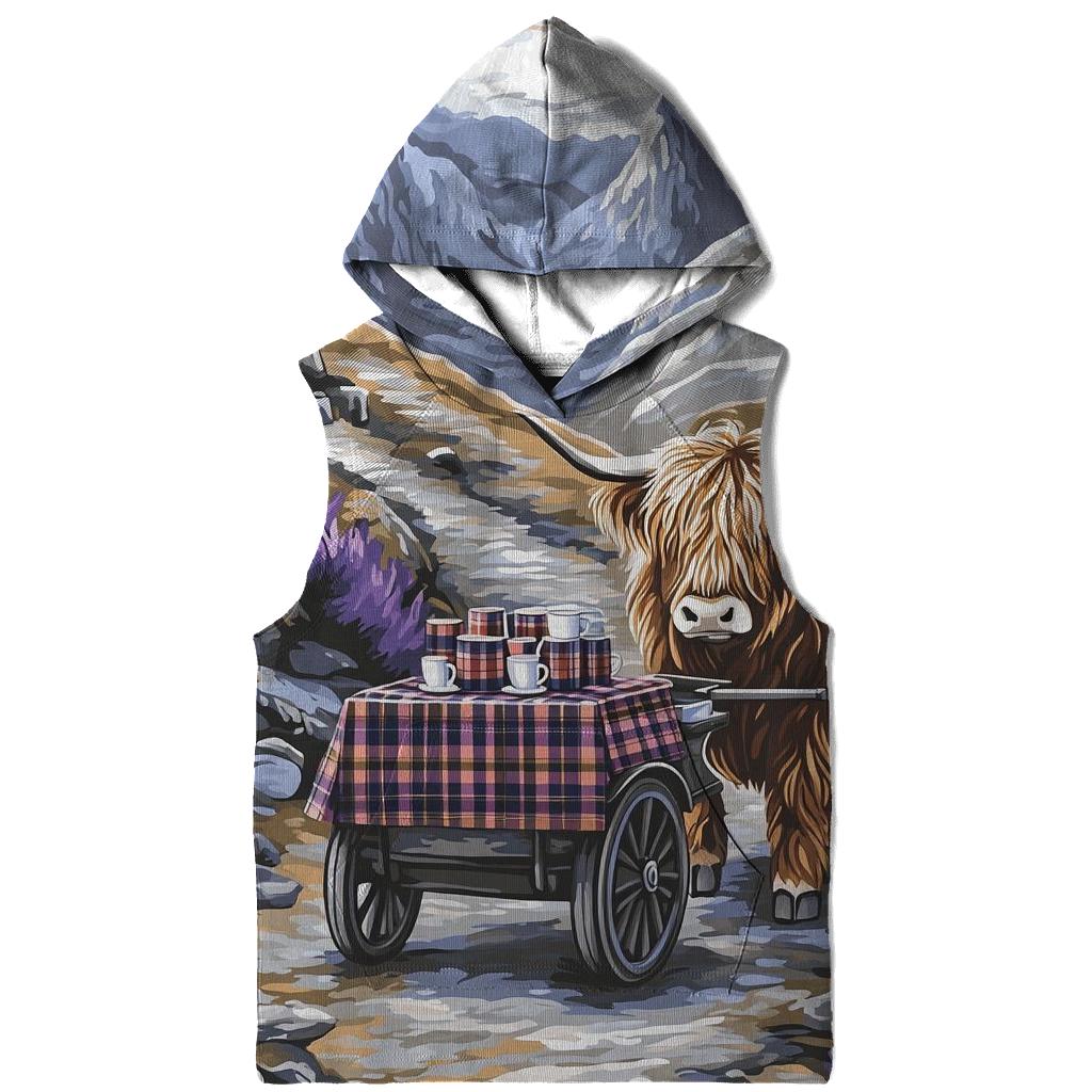 Highland Cow Mountain Pass Tea Cart premium hoodies