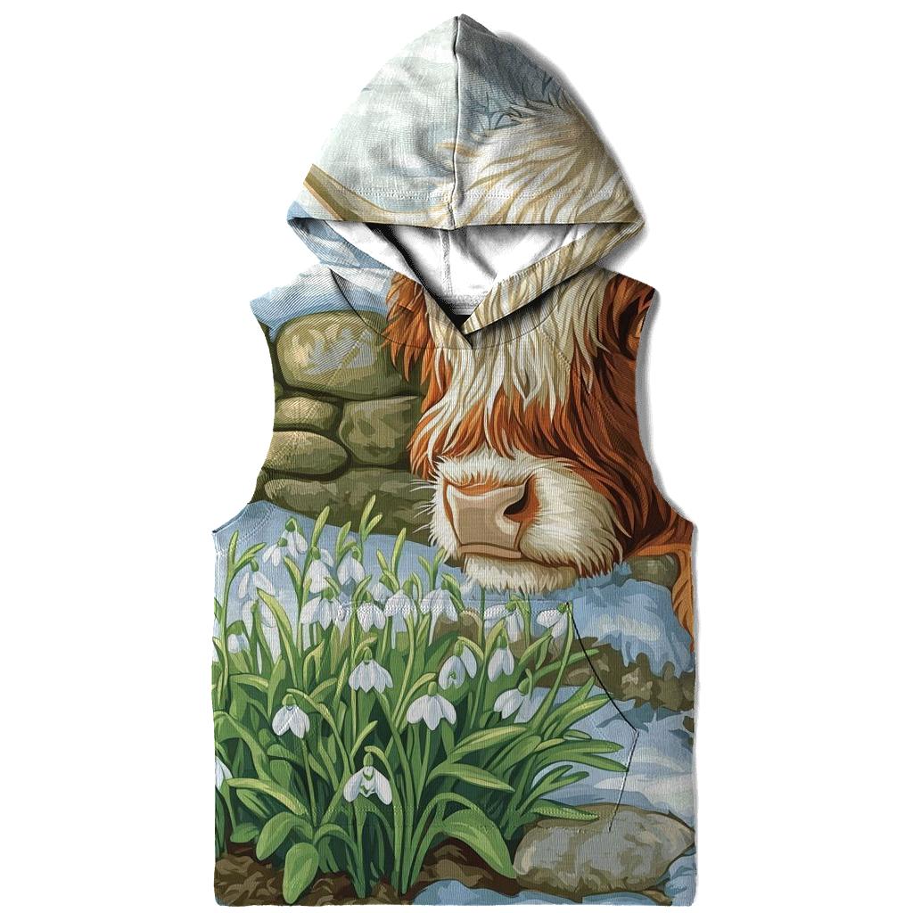 Highland Cow Snowdrop First Spring heavyweight hoodies