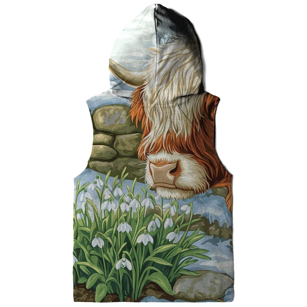 Highland Cow Snowdrop First Spring heavyweight hoodies