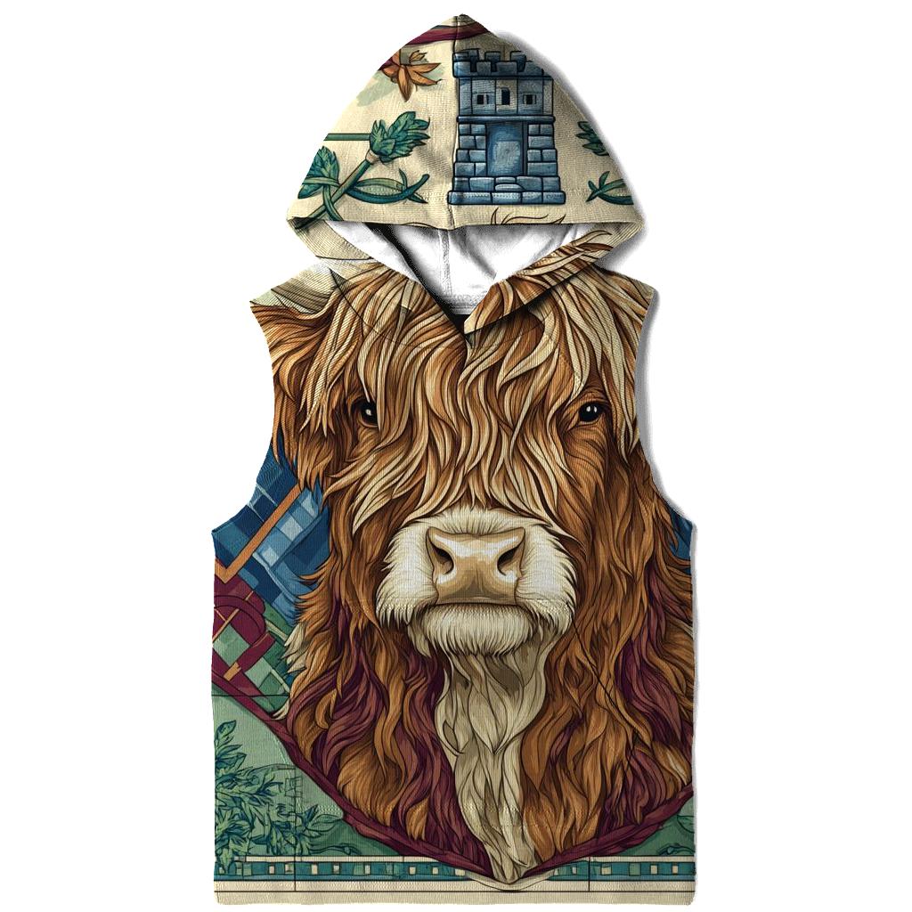 Highland Cow Portrait In Clan Banner Style hoodie styles