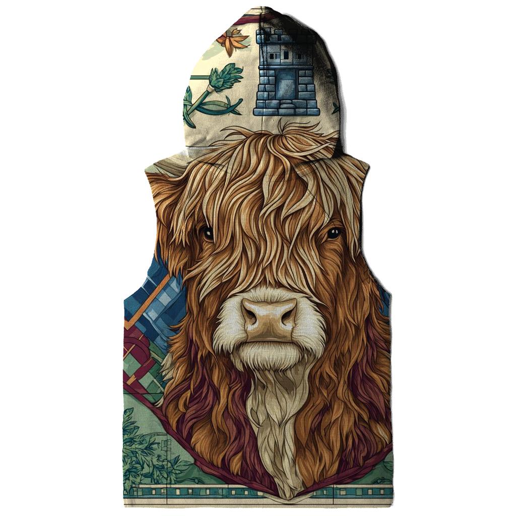 Highland Cow Portrait In Clan Banner Style hoodie styles