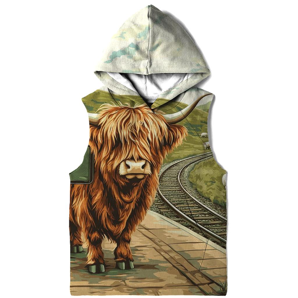 Highland Cow At The Railway Halt zip-up hoodies