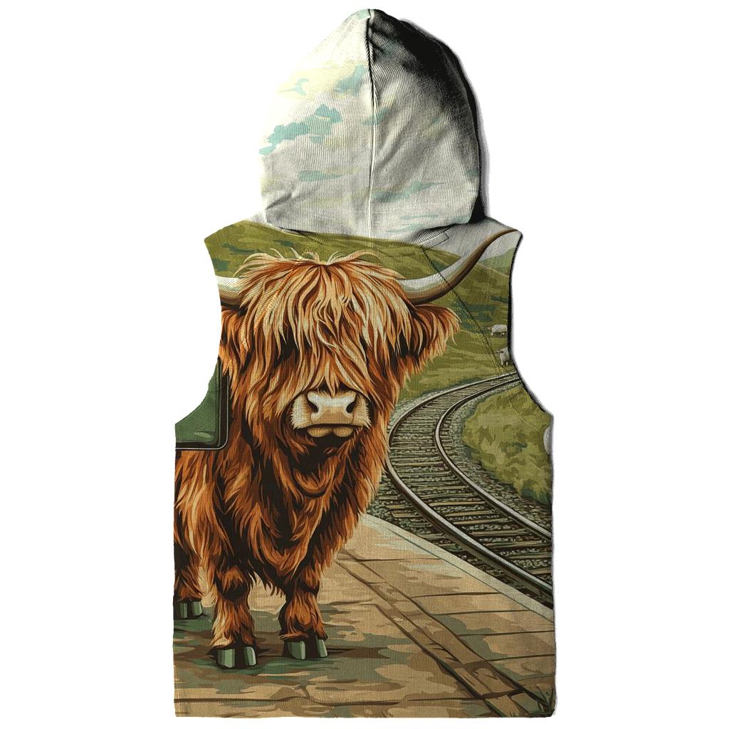 Highland Cow At The Railway Halt zip-up hoodies