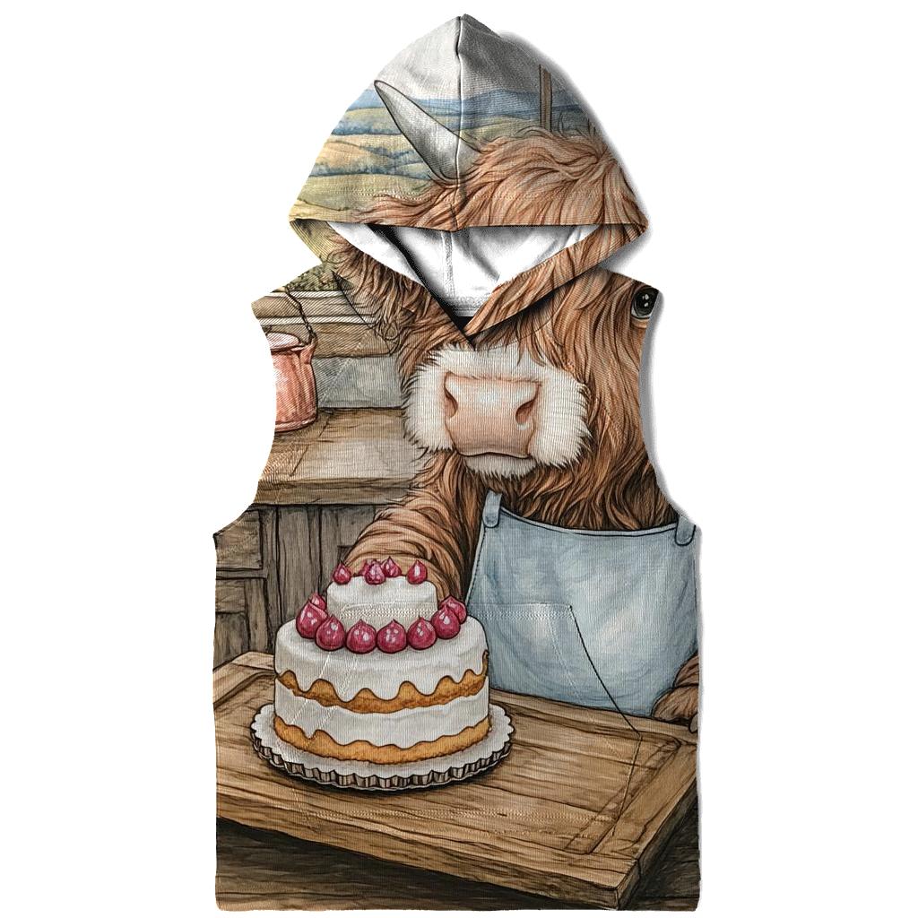Highland Cow Birthday Cake Baker premium hoodies