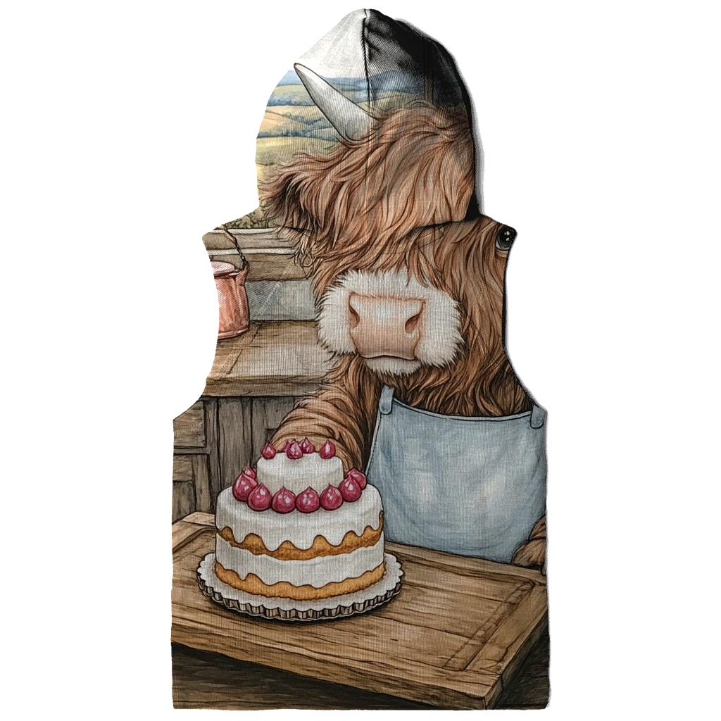 Highland Cow Birthday Cake Baker premium hoodies