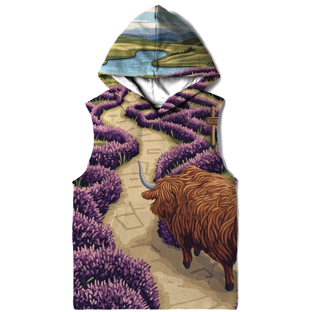 Highland Cow And The Heather Maze zip-up hoodies