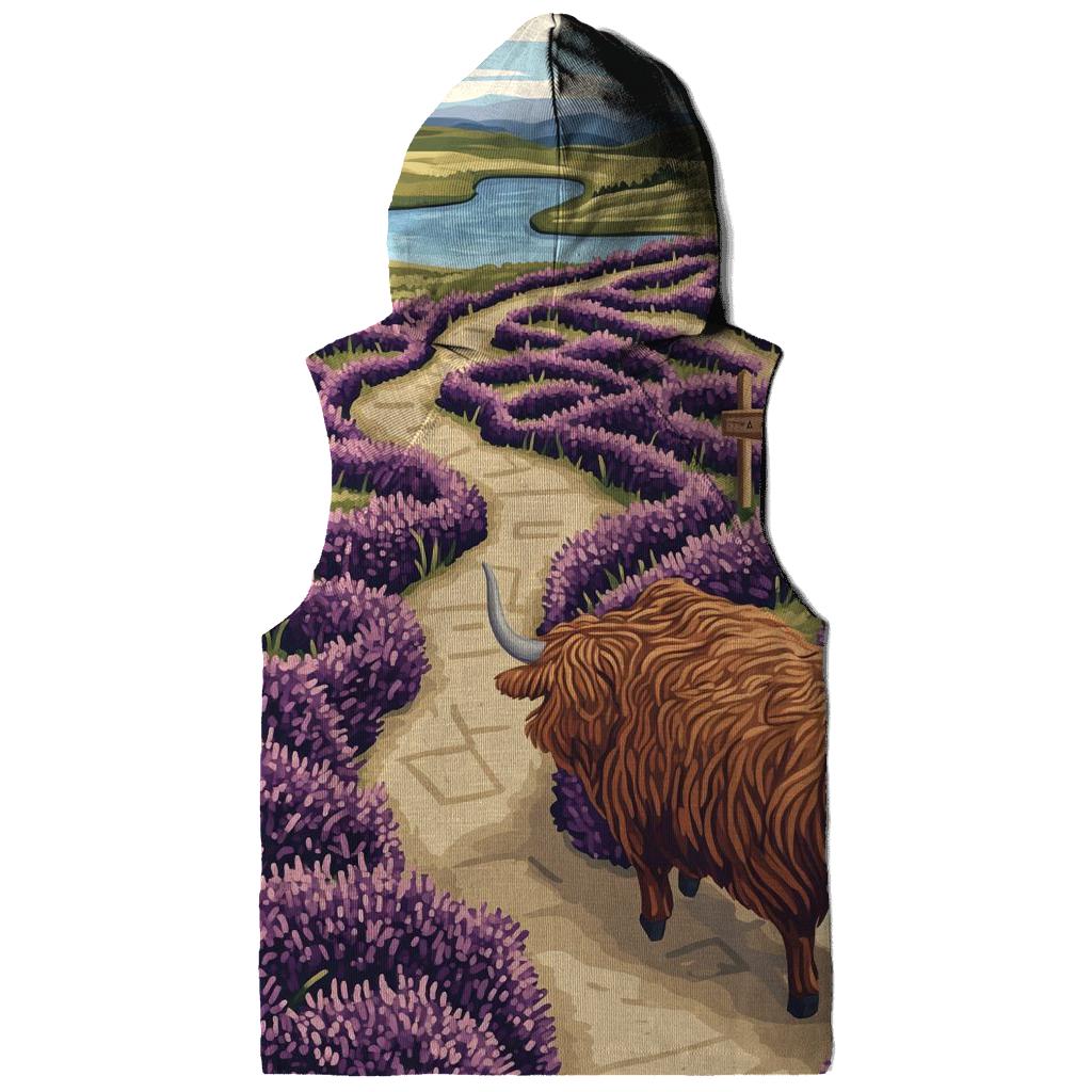 Highland Cow And The Heather Maze zip-up hoodies