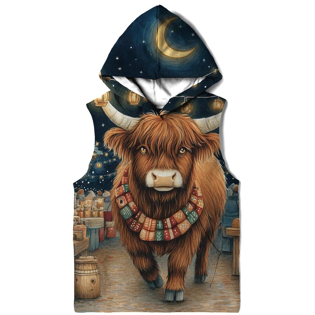 Highland Cow Night Market Lanterns premium hoodies