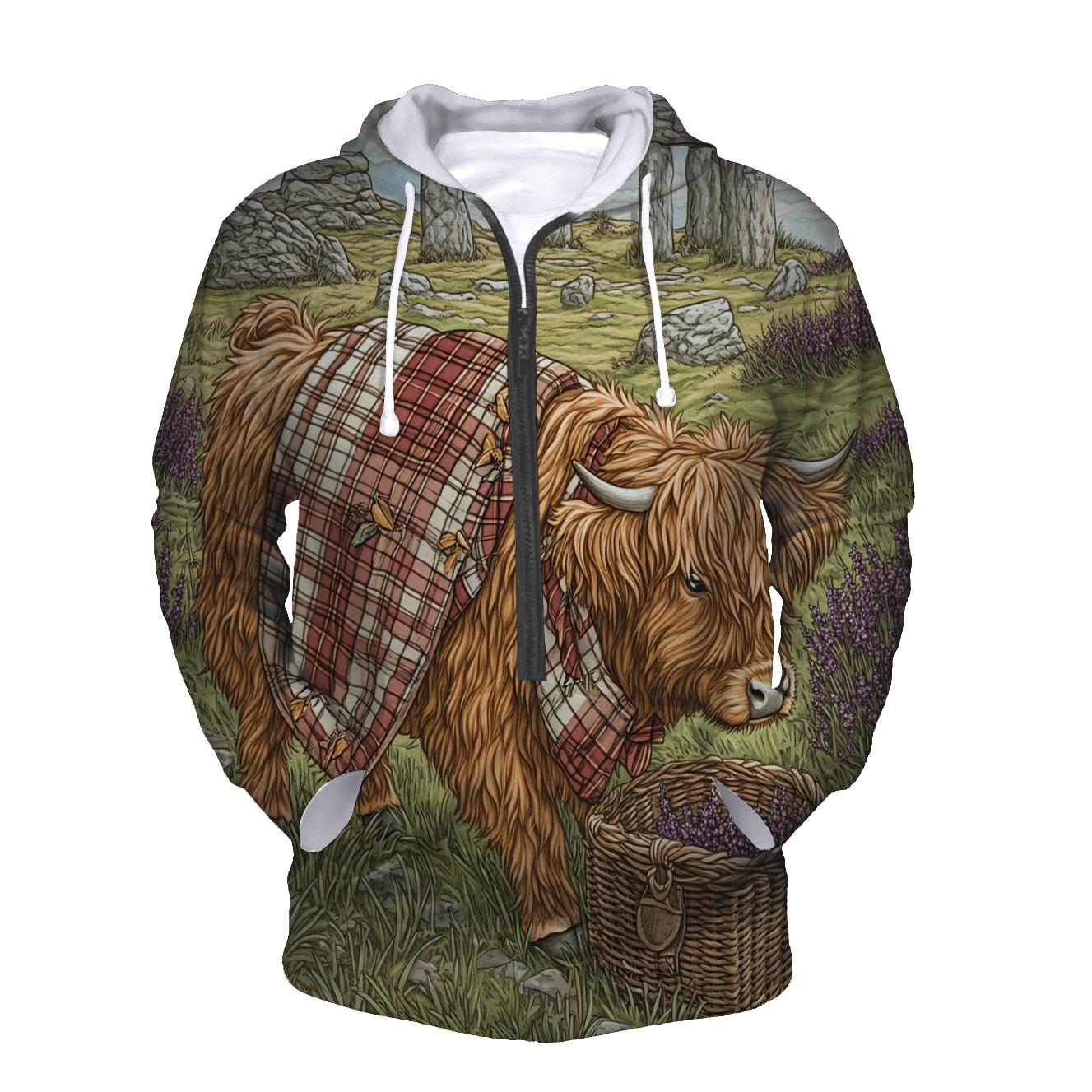 Stone Circle Picnic With Highland Cow hoodies fashion