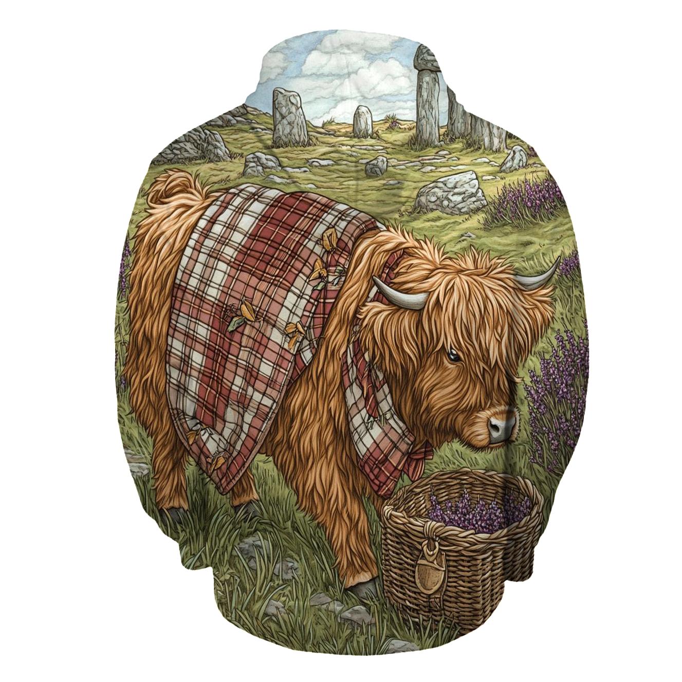 Stone Circle Picnic With Highland Cow hoodies fashion