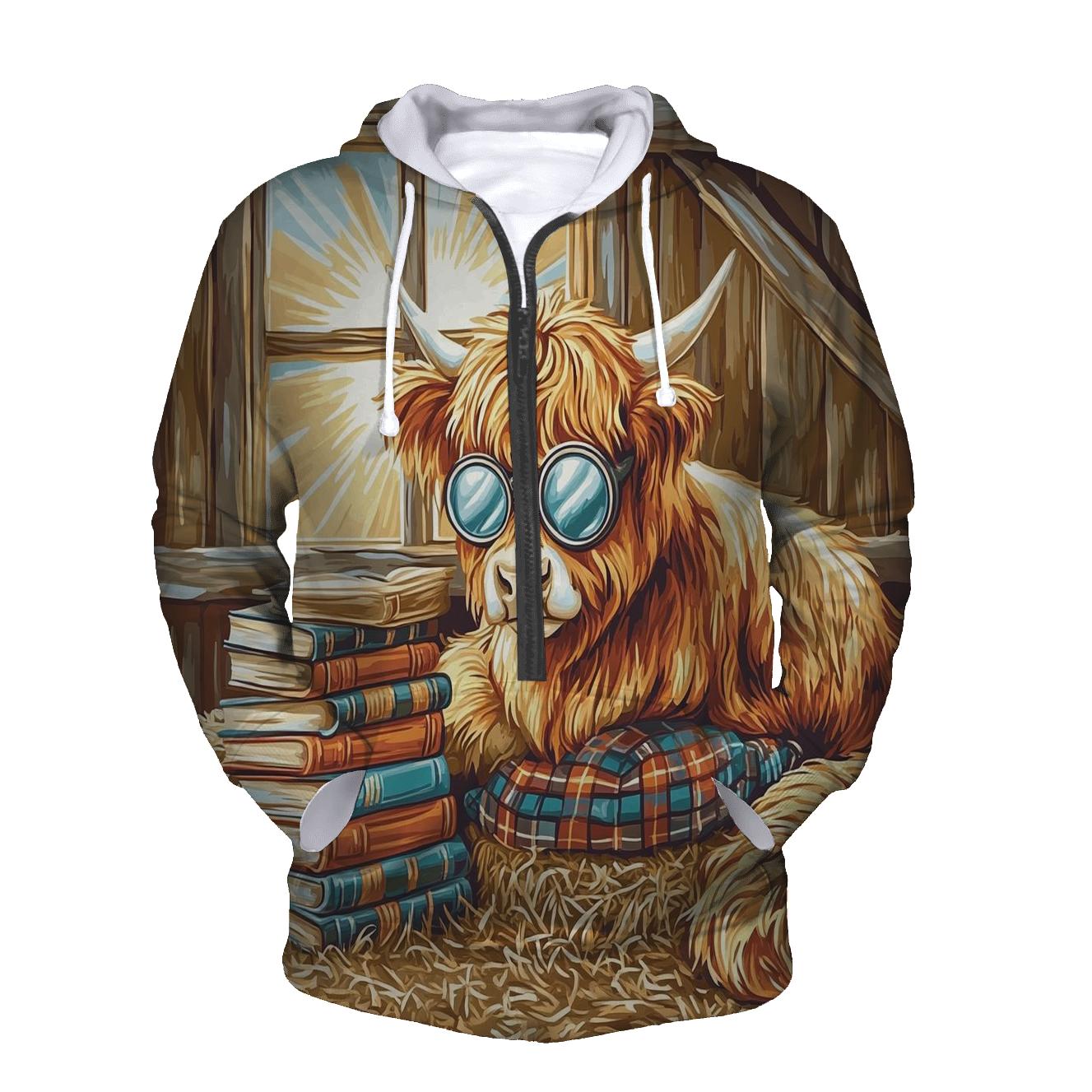 Highland Cow Library Nook In The Barn lightweight hoodies