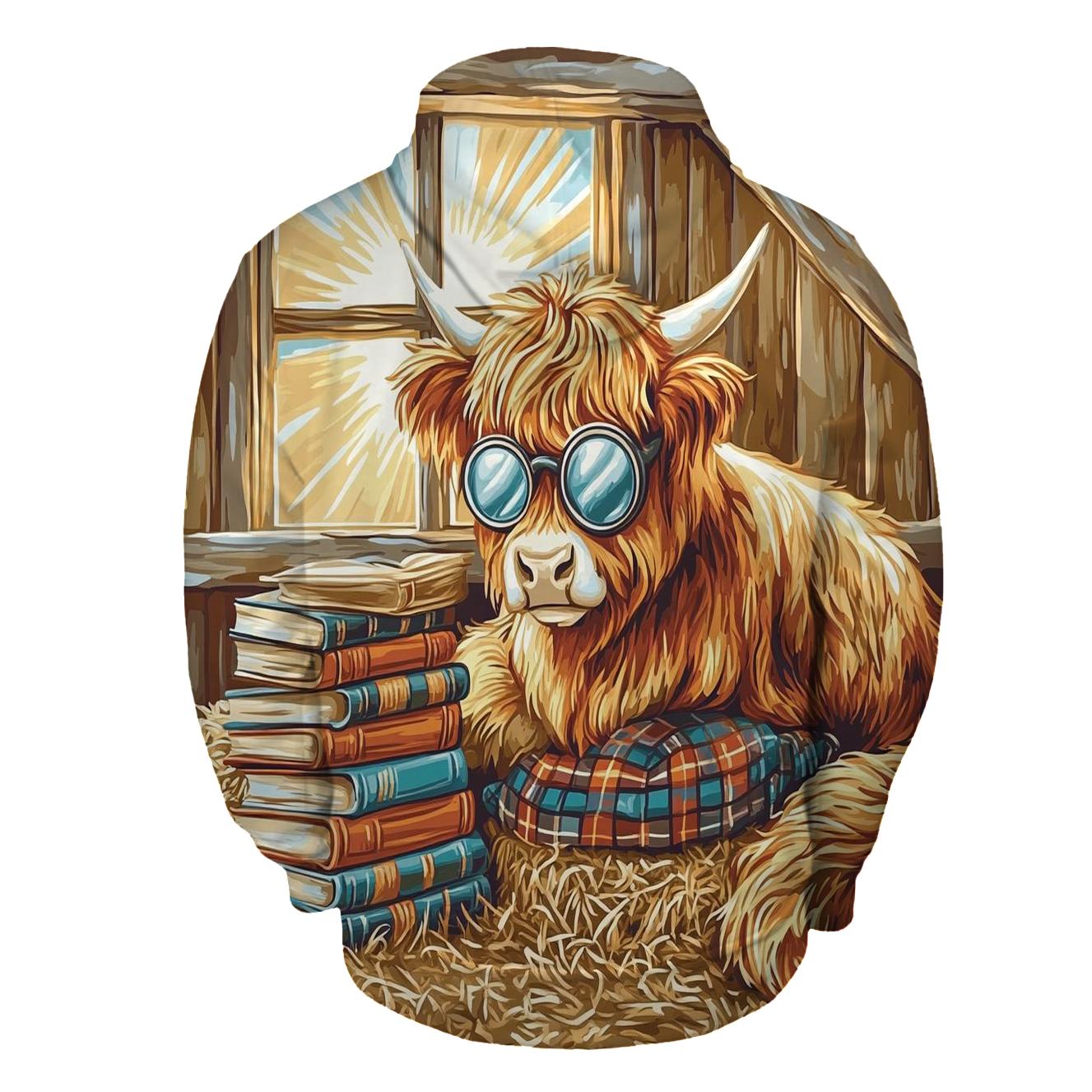 Highland Cow Library Nook In The Barn lightweight hoodies