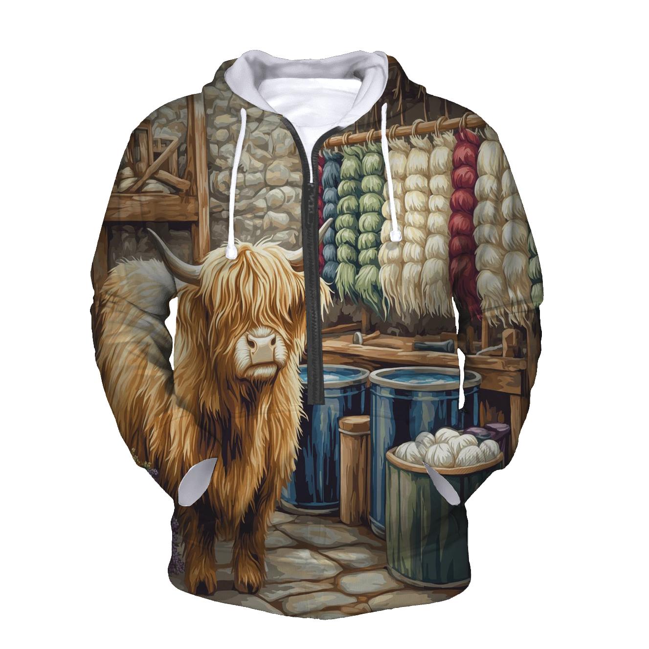Highland Cow In The Wool Dye Workshop hoodies fashion