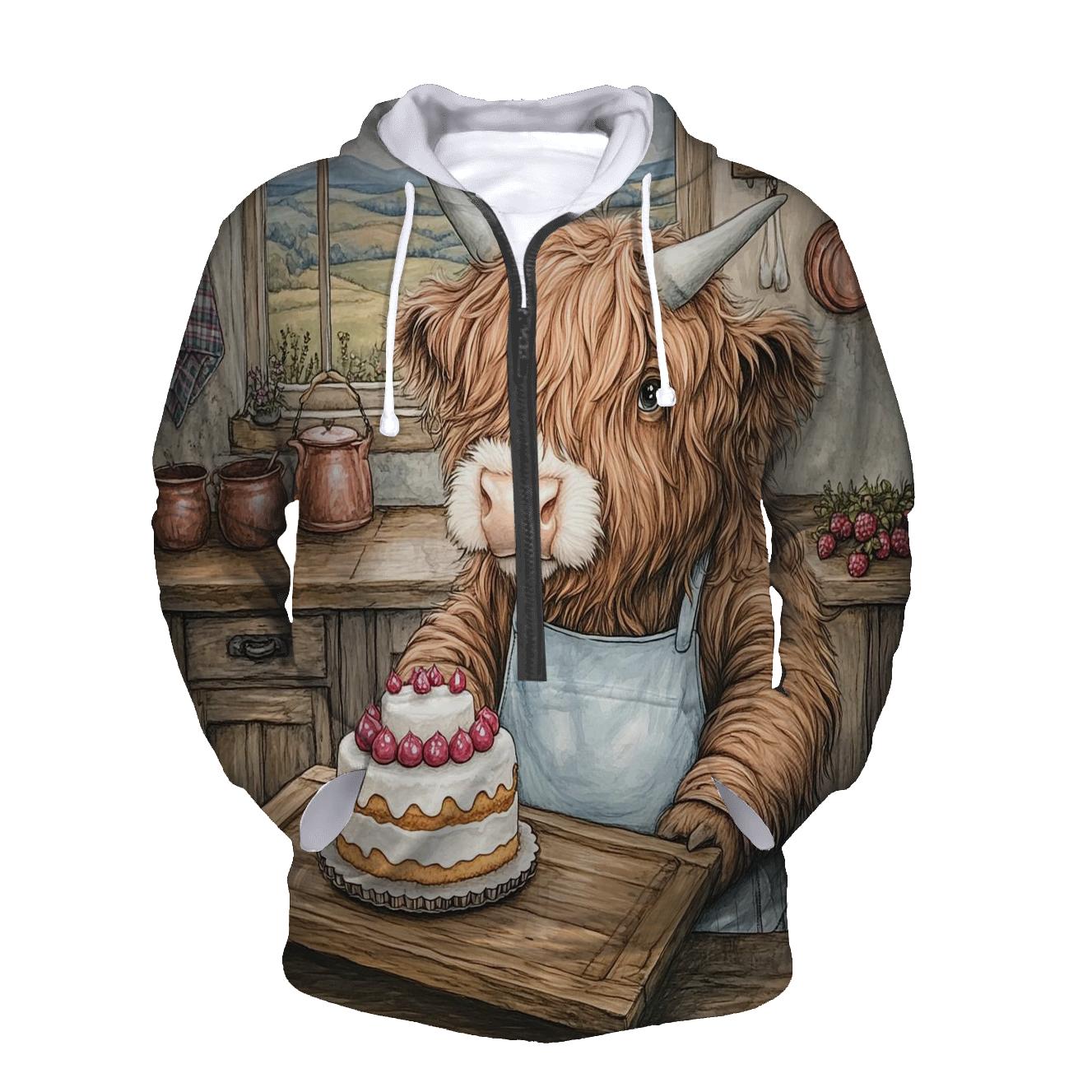 Highland Cow Birthday Cake Baker hoodie styles