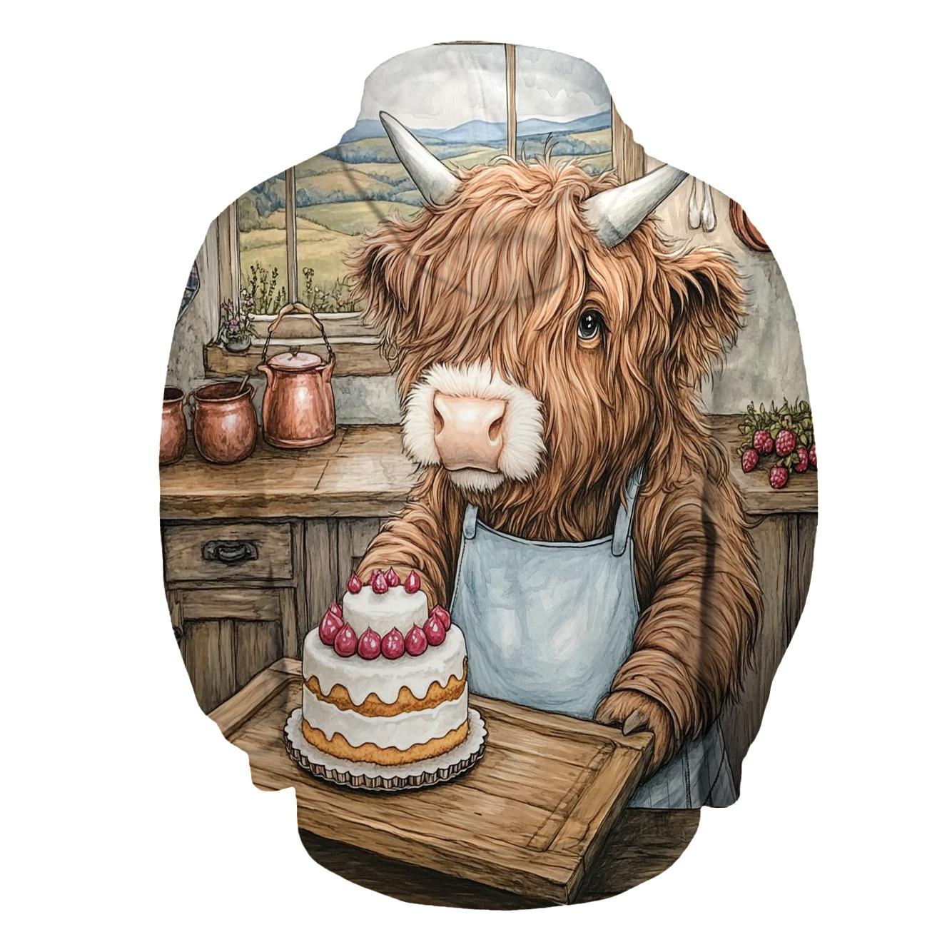 Highland Cow Birthday Cake Baker hoodie styles