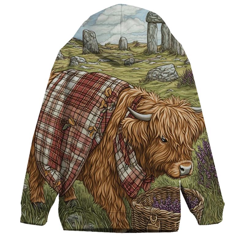 Stone Circle Picnic With Highland Cow hoodie styles