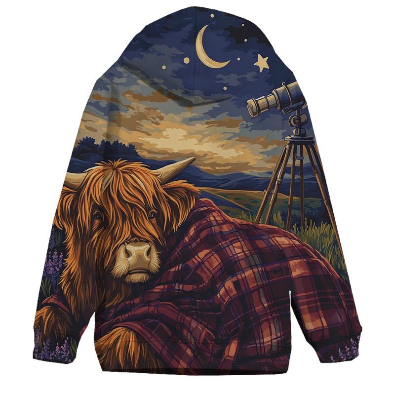 Highland Cow Stargazing Blanket On The Hill hoodie designs