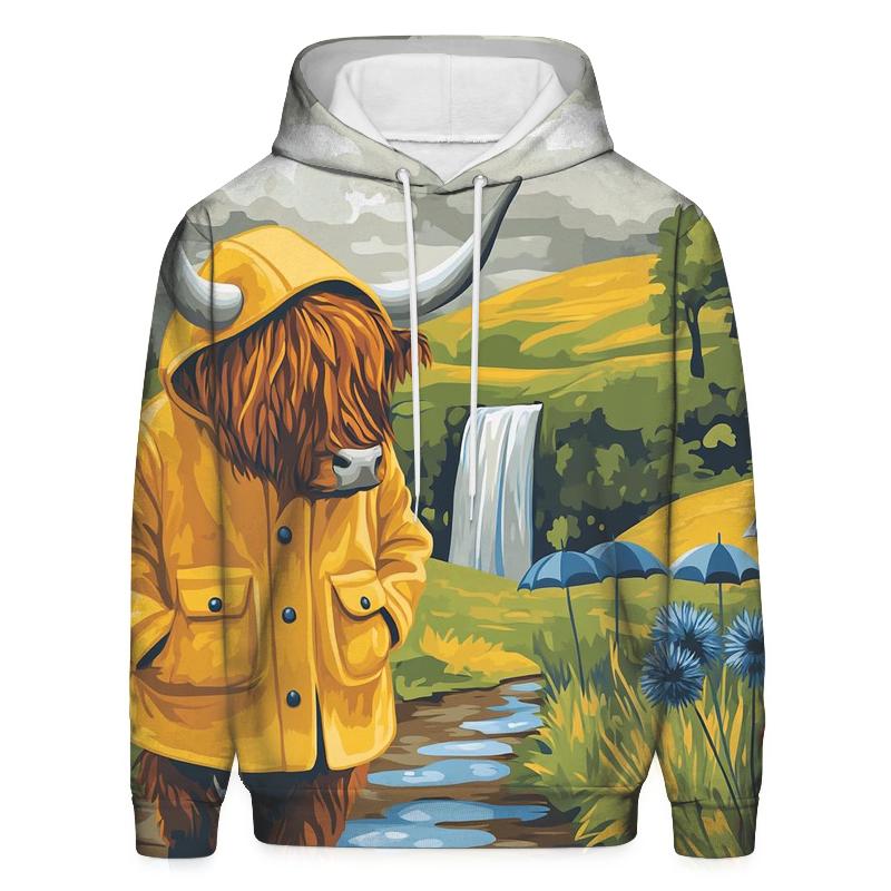 Highland Cow Raincoat Walk Through The Glen custom hoodies