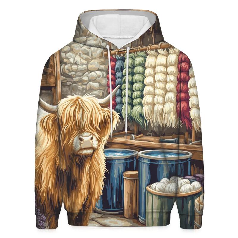 Highland Cow In The Wool Dye Workshop hoodie trends