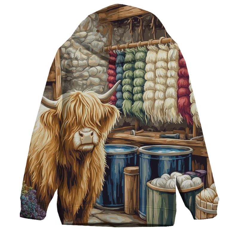 Highland Cow In The Wool Dye Workshop hoodie trends
