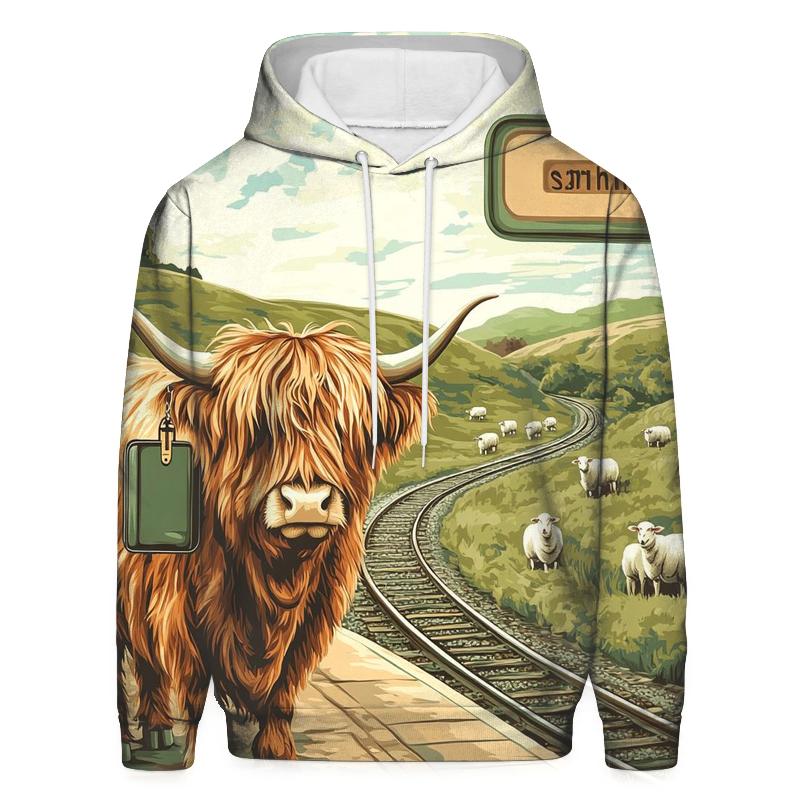 Highland Cow At The Railway Halt hoodie trends