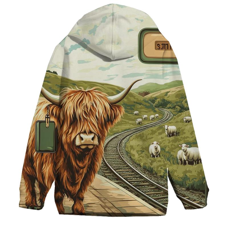 Highland Cow At The Railway Halt hoodie trends