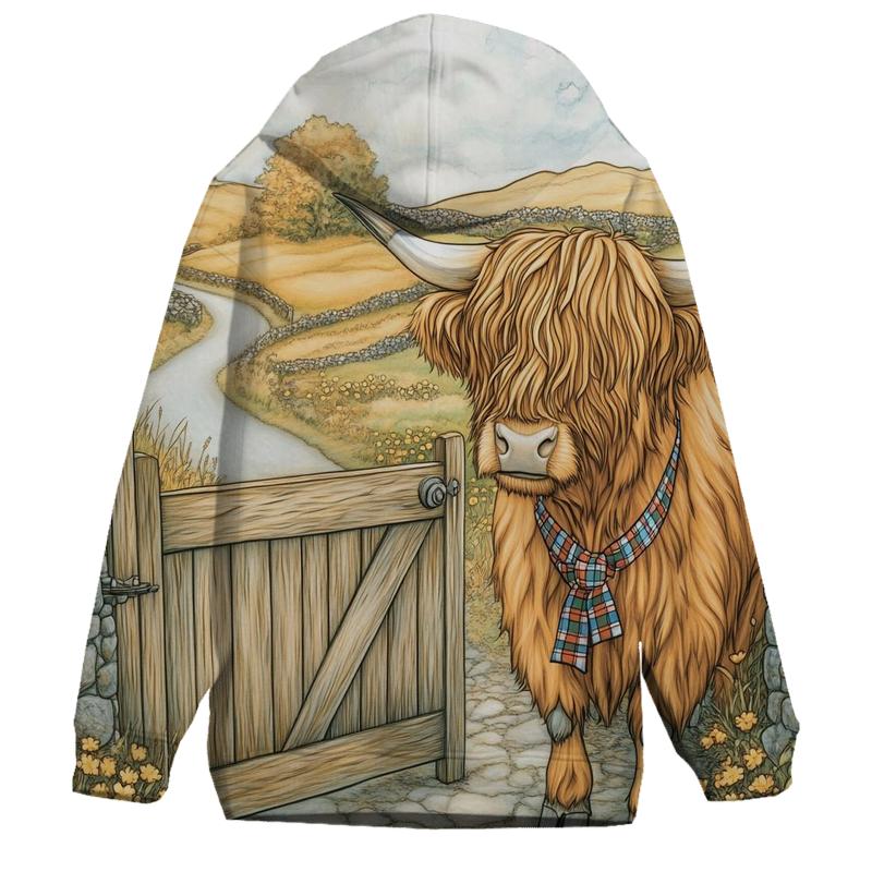 Highland Cow Meadow Gatekeeper graphic hoodies