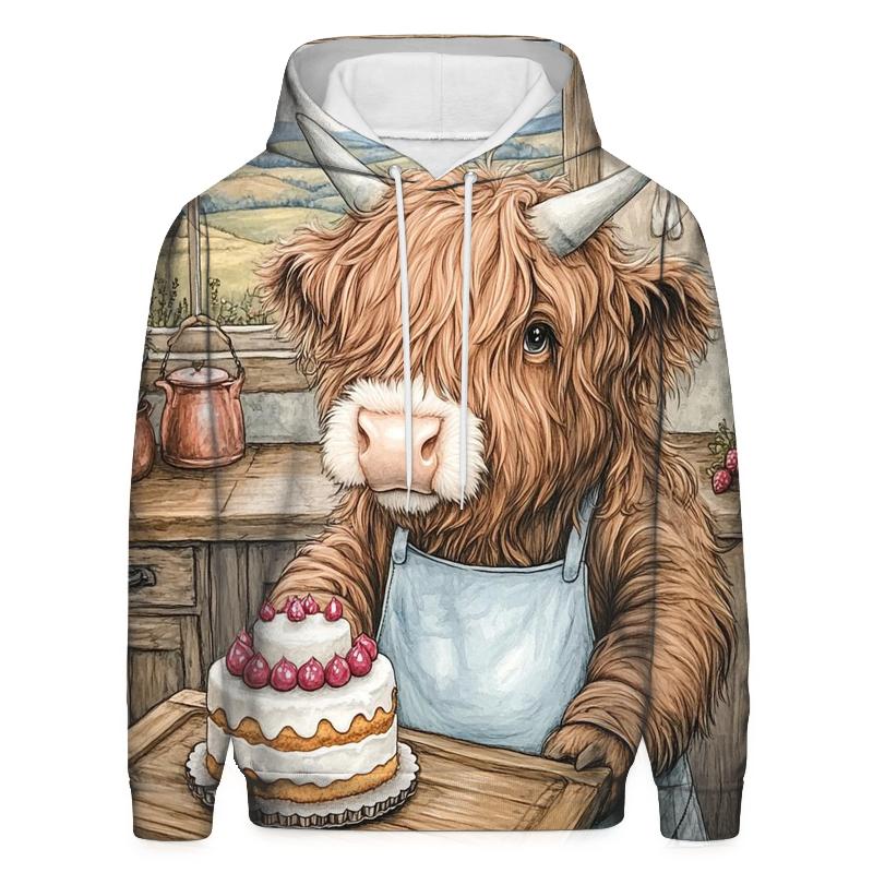 Highland Cow Birthday Cake Baker pullover hoodies