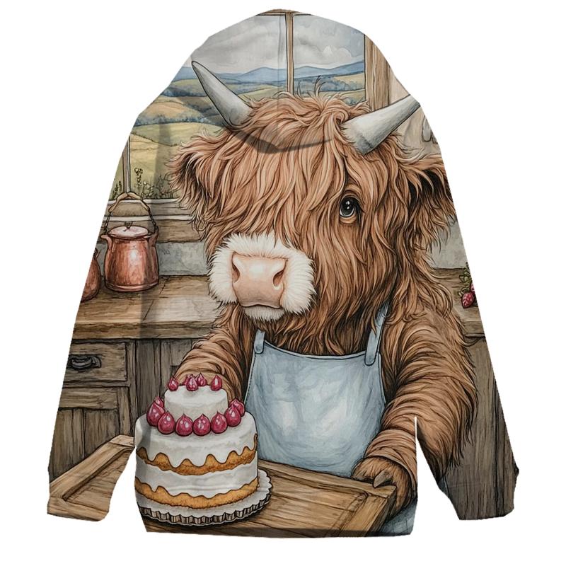 Highland Cow Birthday Cake Baker pullover hoodies
