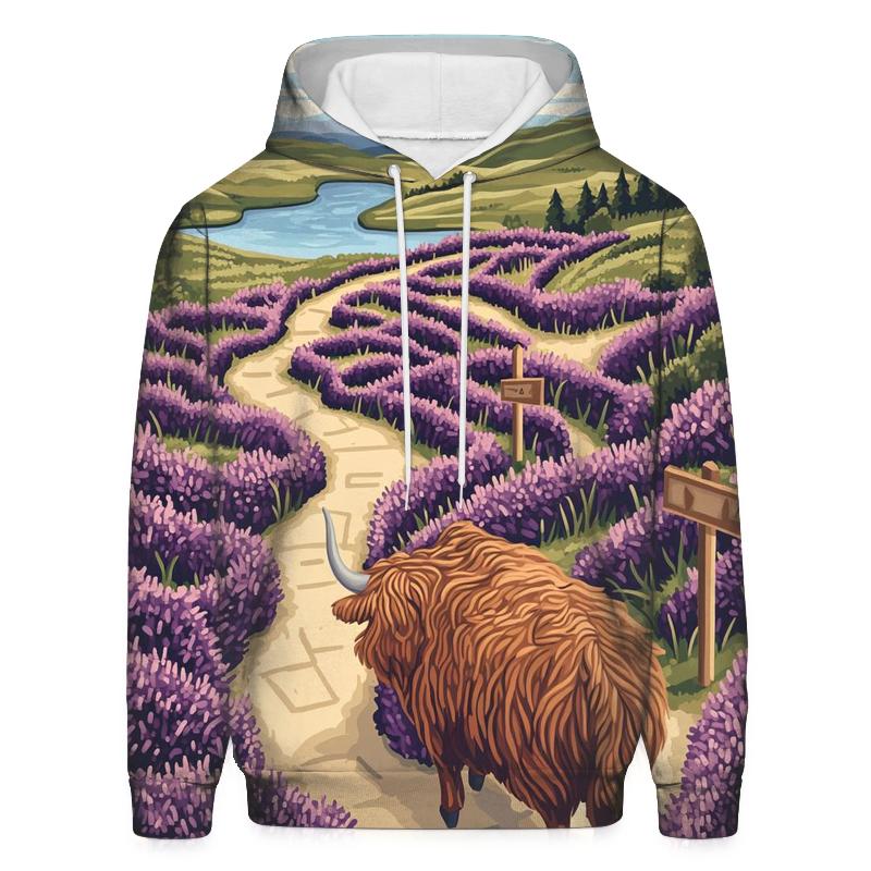 Highland Cow And The Heather Maze hoodie trends
