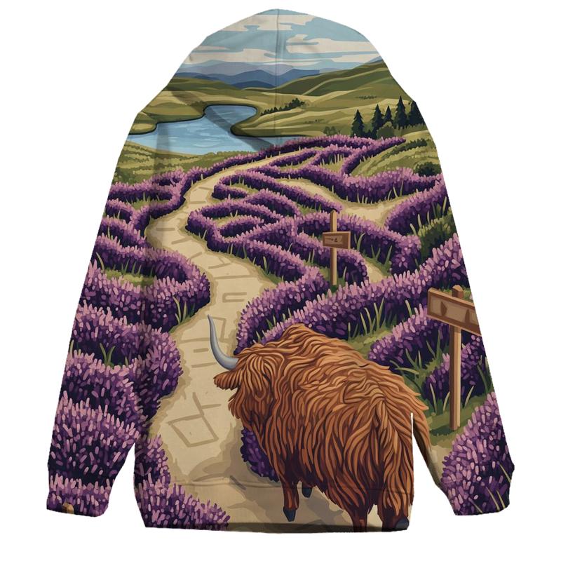 Highland Cow And The Heather Maze hoodie trends