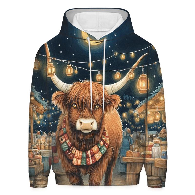 Highland Cow Night Market Lanterns designer hoodies