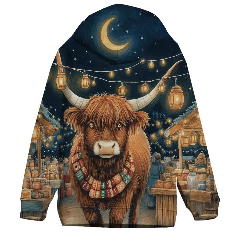 Highland Cow Night Market Lanterns designer hoodies
