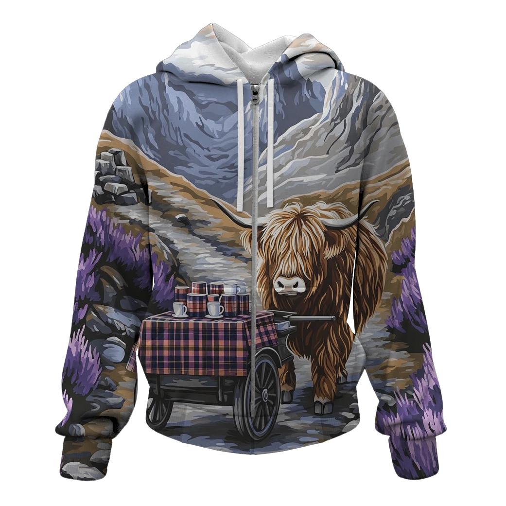 Highland Cow Mountain Pass Tea Cart hoodie trends