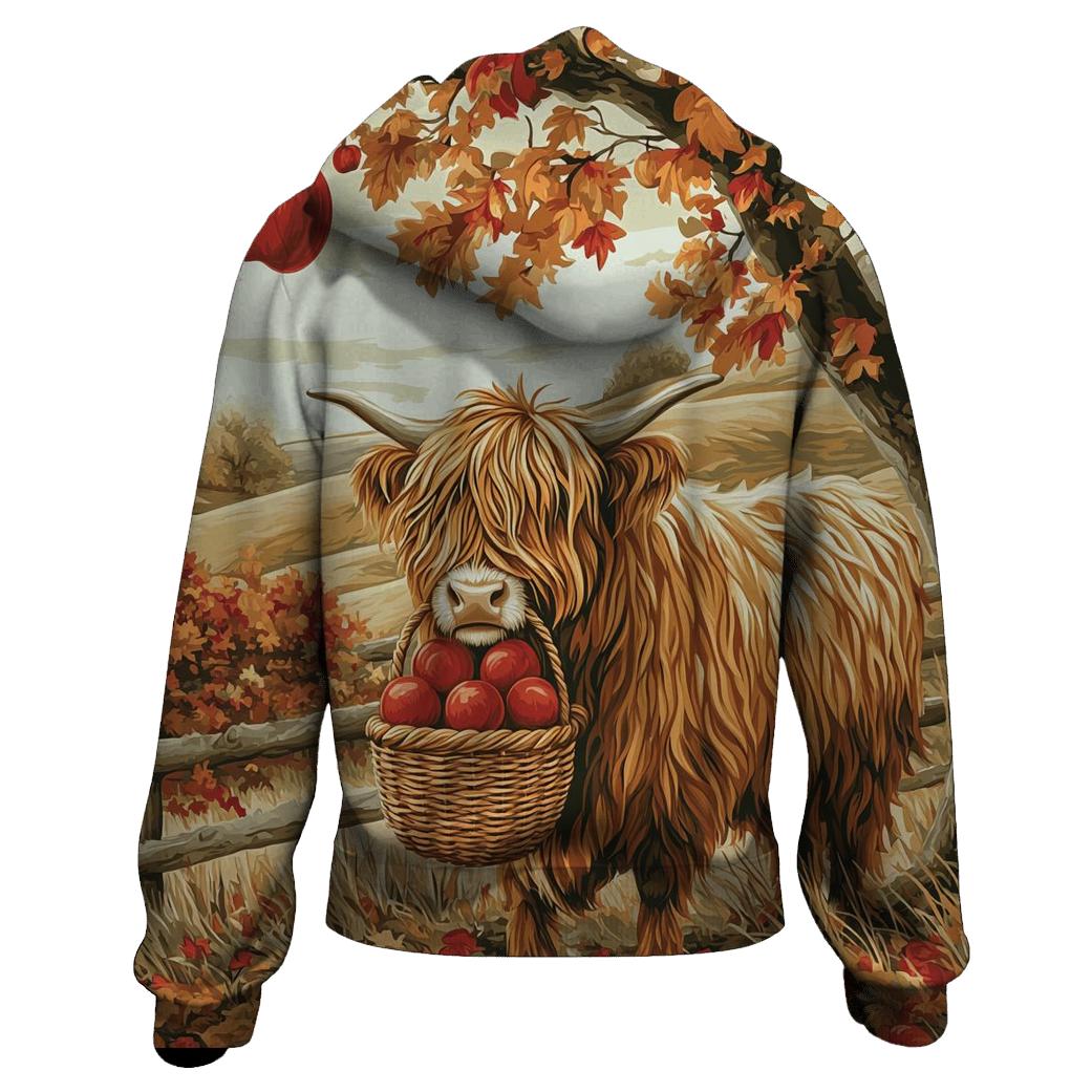 Highland Cow Orchard Keeper In Autumn graphic hoodies