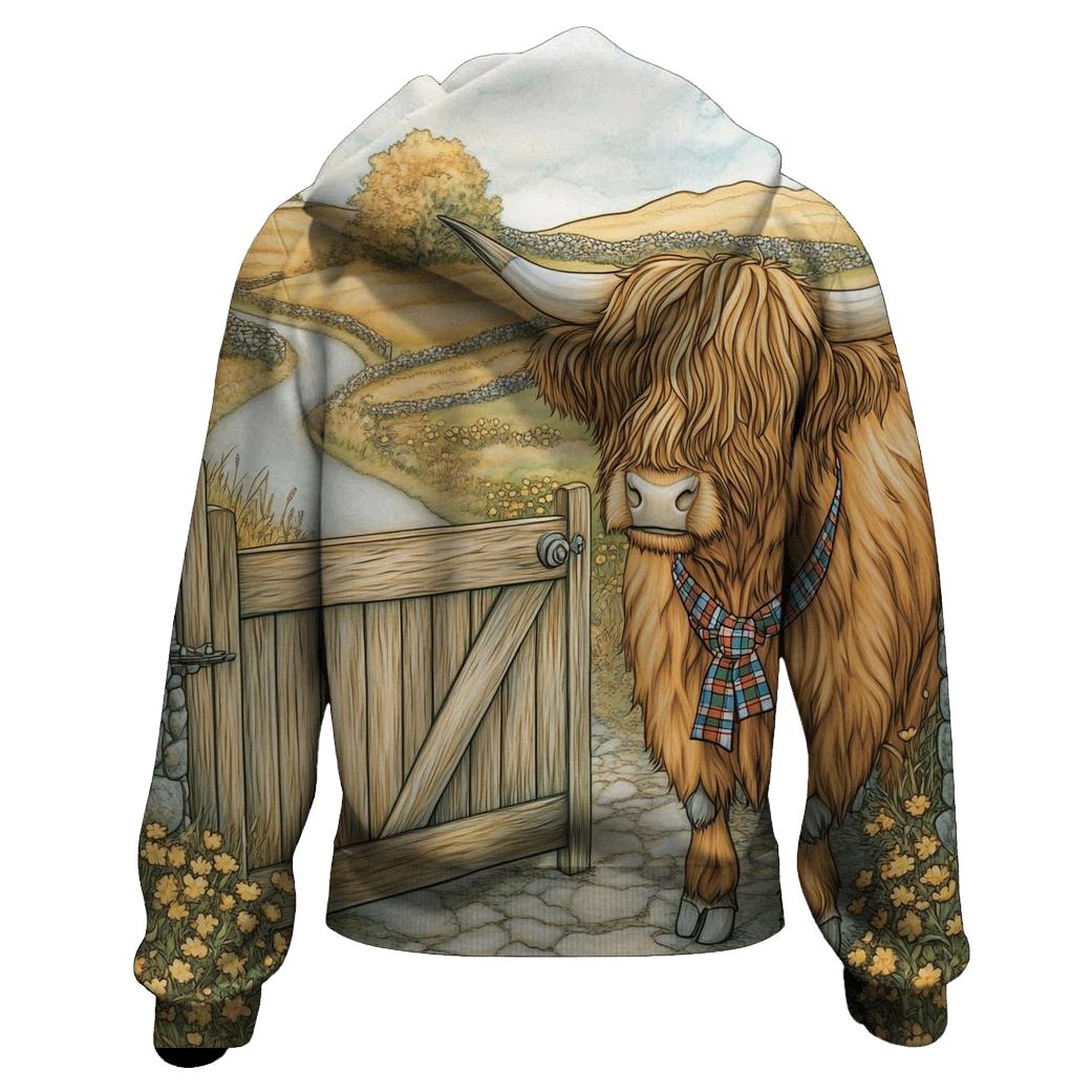 Highland Cow Meadow Gatekeeper heavyweight hoodies