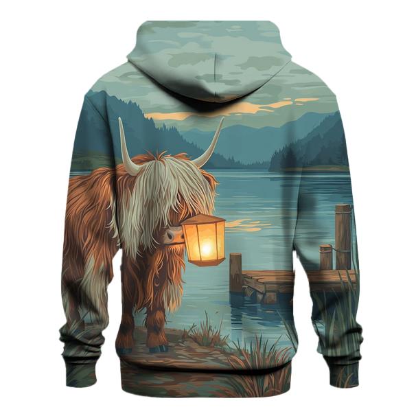 Highland Cow Lantern Keeper At The Loch hoodies fashion