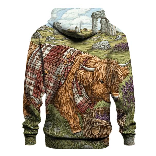 Stone Circle Picnic With Highland Cow heavyweight hoodies