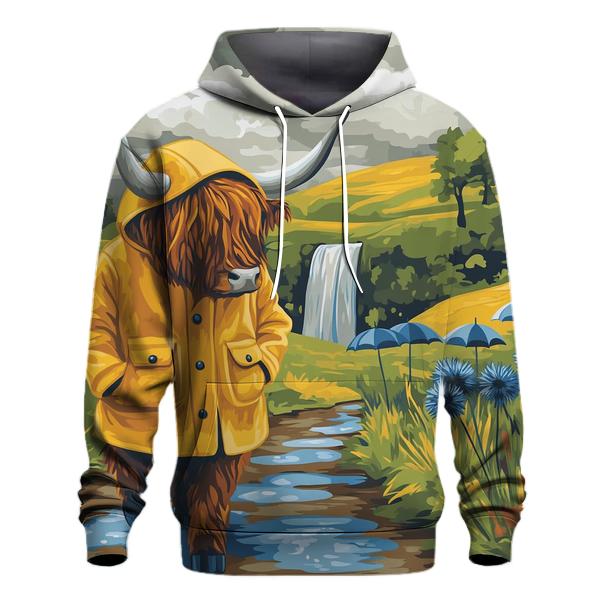 Highland Cow Raincoat Walk Through The Glen zip-up hoodies
