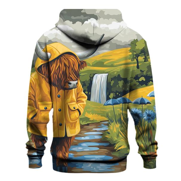 Highland Cow Raincoat Walk Through The Glen zip-up hoodies