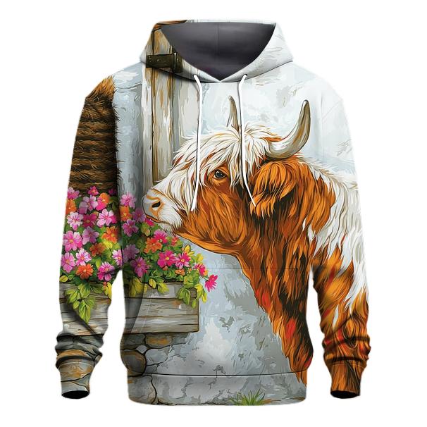Crofthouse Window Box With Highland Cow printed hoodies