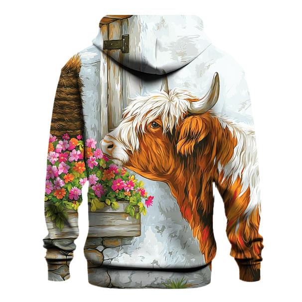 Crofthouse Window Box With Highland Cow printed hoodies