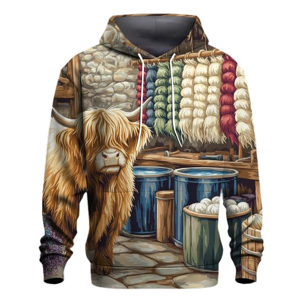 Highland Cow In The Wool Dye Workshop hoodie styles
