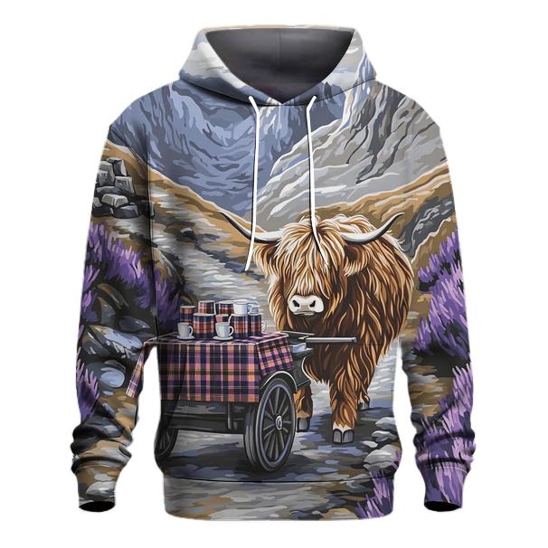Highland Cow Mountain Pass Tea Cart designer hoodies