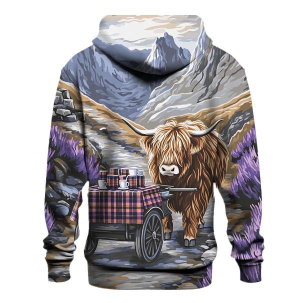 Highland Cow Mountain Pass Tea Cart designer hoodies
