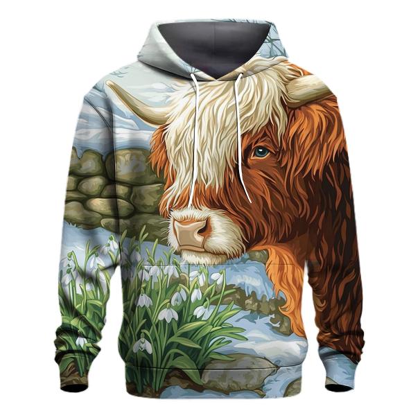 Highland Cow Snowdrop First Spring hoodies fashion