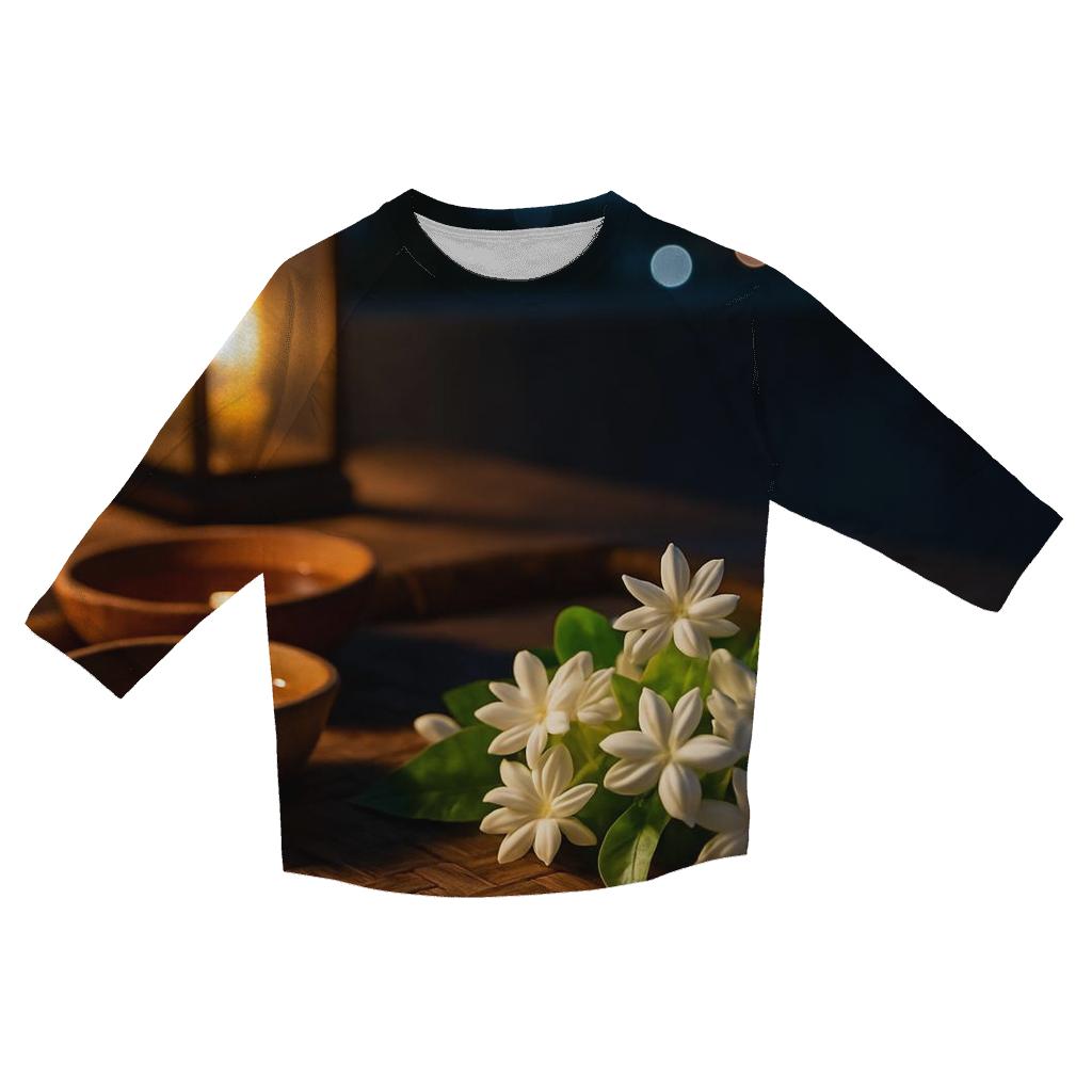 Nocturnal Jasmine Harvest On A Rooftop Terrace custom 3/4 sleeve shirts