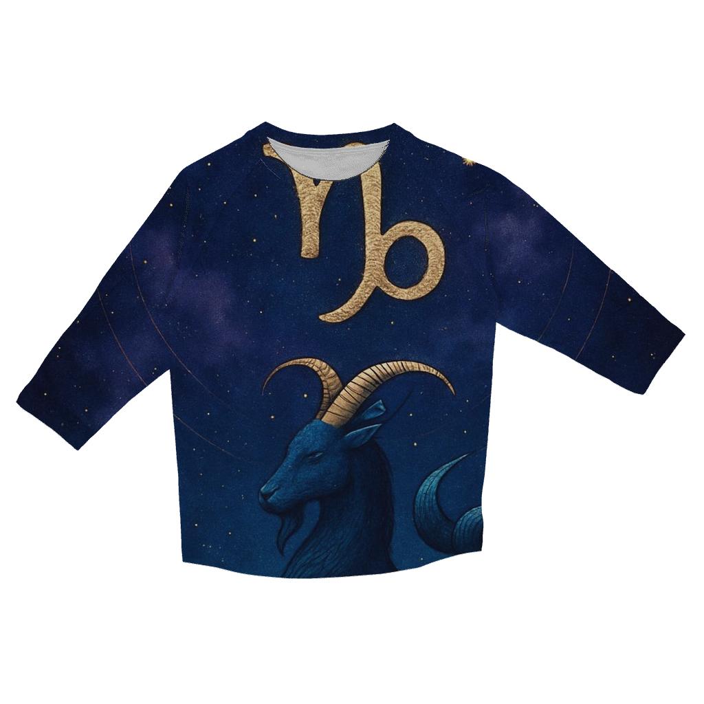 Capricorn Nebula Mountain Goat Crest trendy 3/4 sleeve tops
