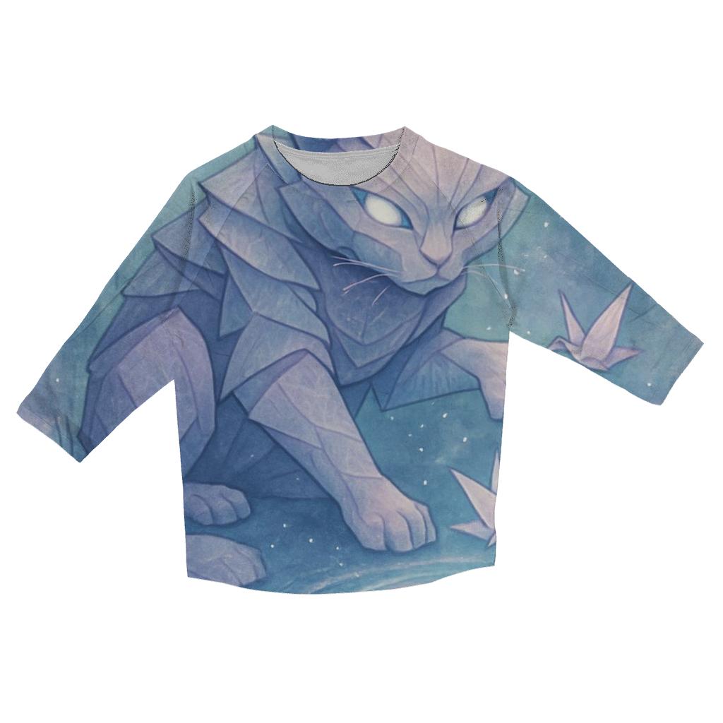 Moonlit Origami Guardian Cat cotton quarter sleeve shirts