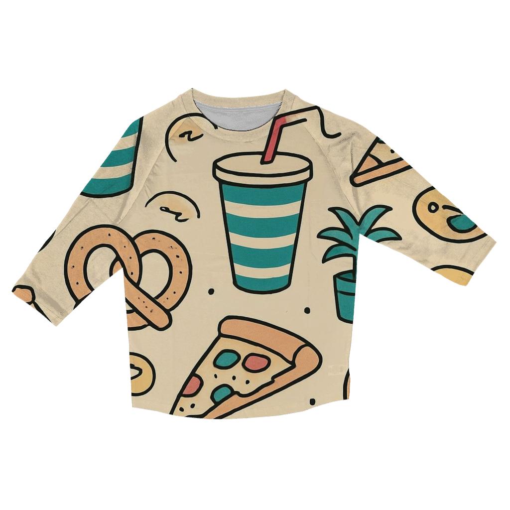 Mall Food Court Neon Pattern stylish quarter sleeve tops